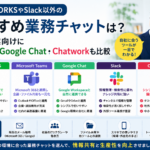 LINE WORKS、Microsoft Teams、Google Chat、Slack、Chatworkなどの業務チャットを中小企業向けに比較したアイキャッチ画像