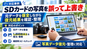 SDカードの写真を誤って上書きし、1,800枚以上を復元・整理した対応事例