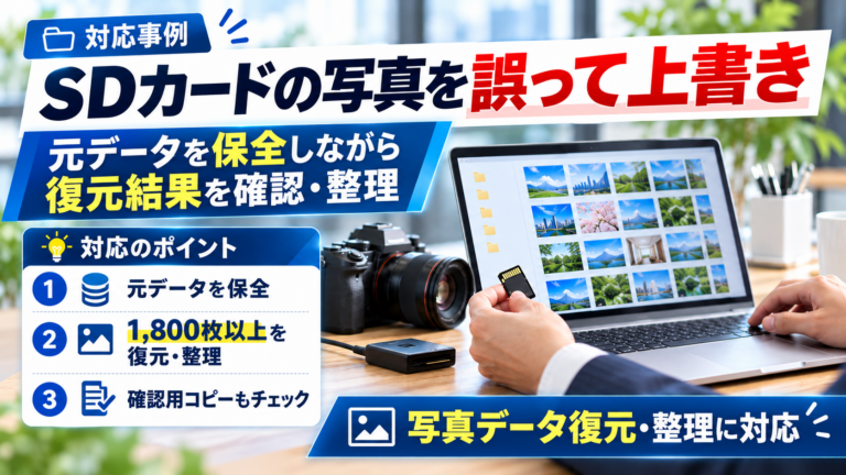 SDカードの写真を誤って上書きし、1,800枚以上を復元・整理した対応事例